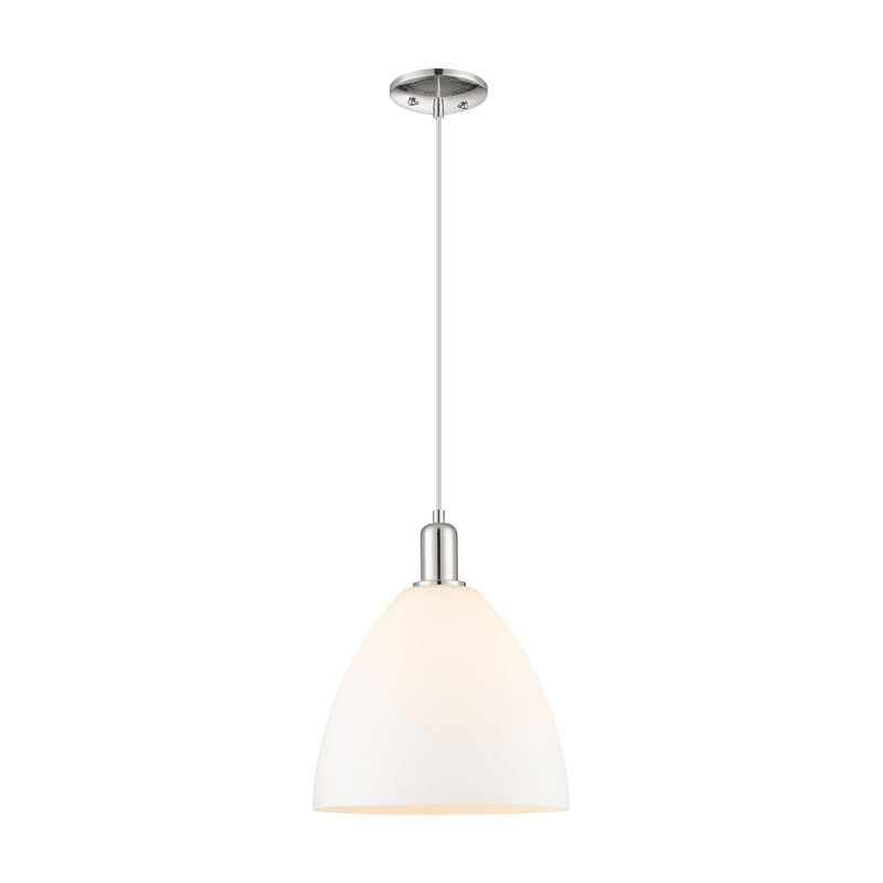 Innovations Bristol 12in 1-Light Mini Pendant | Industrial Polished Nickel and Matte White Glass | Kitchen Island & Dining Room | Model 716-1P-PN-GBD-121