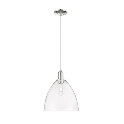 Innovations Bristol 12in 1-Light Mini Pendant | Industrial Polished Nickel Steel and Clear Glass | Kitchen Island & Dining Room | Model 716-1P-PN-GBD-122