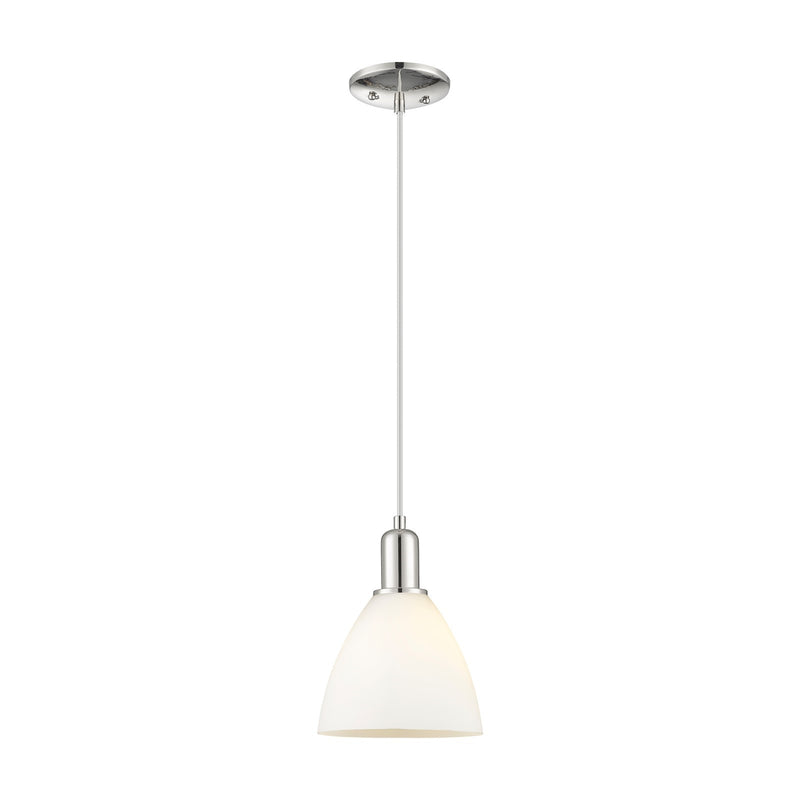 Innovations Bristol 8in 1-Light Mini Pendant | Industrial Polished Nickel and Matte White Glass | Kitchen Island & Dining Room | Model 716-1P-PN-GBD-751