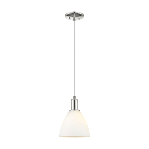 Innovations Bristol 8in 1-Light Mini Pendant | Industrial Polished Nickel and Matte White Glass | Kitchen Island & Dining Room | Model 716-1P-PN-GBD-751