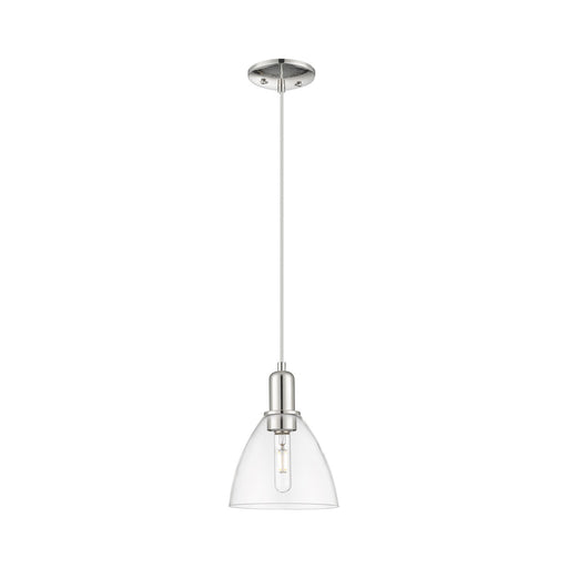 Innovations Bristol 7.5in 1-Light Mini Pendant | Industrial Polished Nickel Steel and Clear Glass | Kitchen Island & Dining Room | Model 716-1P-PN-GBD-752