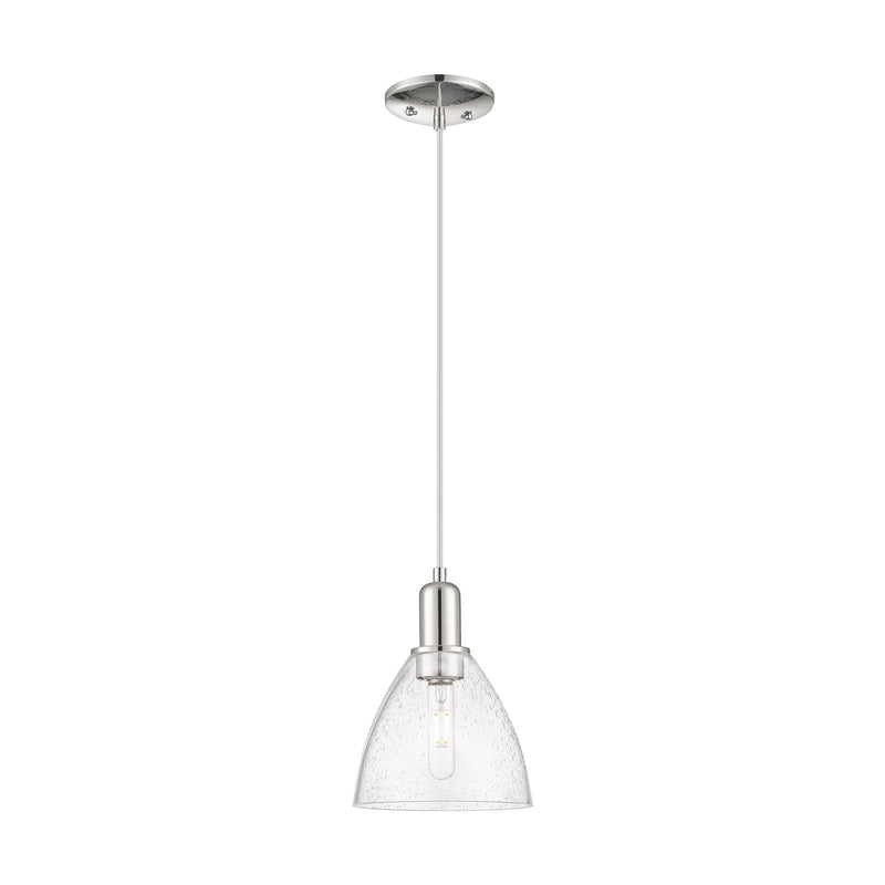 Innovations Bristol 8in 1-Light Mini Pendant | Industrial Polished Nickel Steel and Seedy Glass | Kitchen Island & Dining Room | Model 716-1P-PN-GBD-754