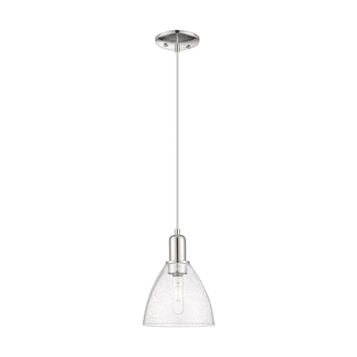 Innovations Bristol 8in 1-Light Mini Pendant | Industrial Polished Nickel Steel and Seedy Glass | Kitchen Island & Dining Room | Model 716-1P-PN-GBD-754