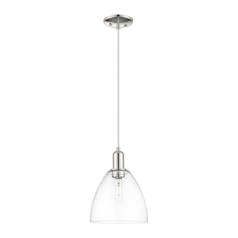 Innovations Bristol 9in 1-Light Mini Pendant | Industrial Polished Nickel and Clear Glass | Kitchen Island & Dining Room | 9 x 9 | Model 716-1P-PN-GBD-92