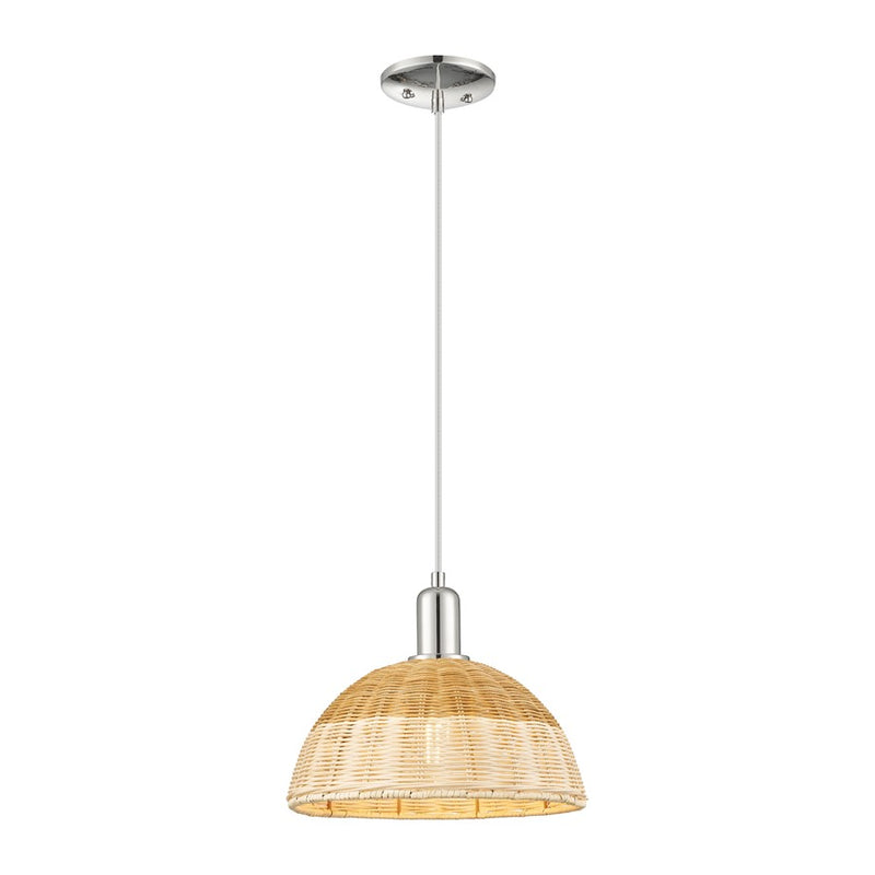 Innovations NB Dome Cord Mini Pendant, 12" Shade, PN/NT - 716-1P-PN-NBD2-12-NAT