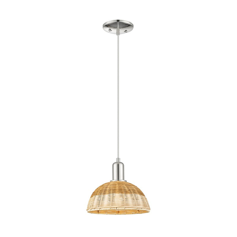 Innovations NB Dome 1Lt 9" Cord Mini Pendant, PN/Nat - 716-1P-PN-NBD2-9-NAT