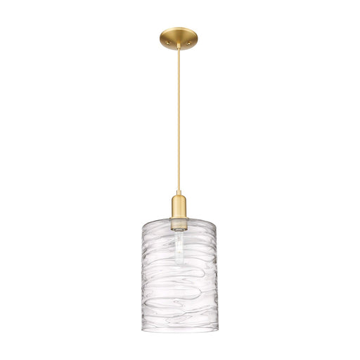 Innovations Cobbleskill 9in 1-Light Mini Pendant | Industrial Satin Gold Steel and Deco Swirl Glass | Kitchen Island | 9 x 9 x | Model 716-1P-SG-G1113-L