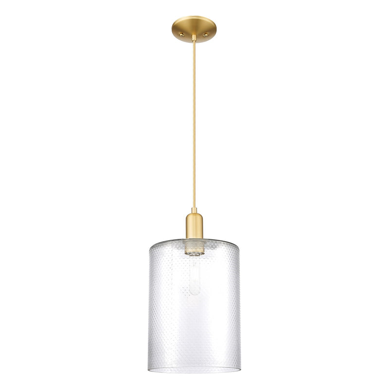 Innovations Cobbleskill 9in 1-Light Mini Pendant | Industrial Satin Gold Steel and Clear Glass | Kitchen Island & Dining Room | 9 | Model 716-1P-SG-G112-L