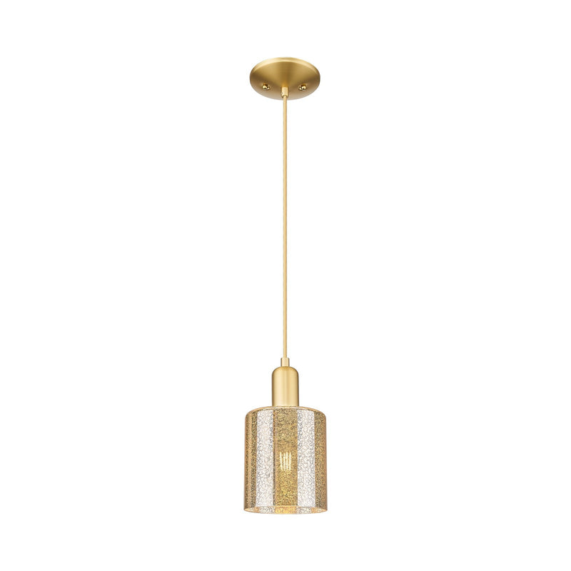 Innovations Cobbleskill 5in 1-Light Mini Pendant | Industrial Satin Gold Steel and Mercury Glass | Kitchen Island & Dining Room | 5 | Model 716-1P-SG-G116
