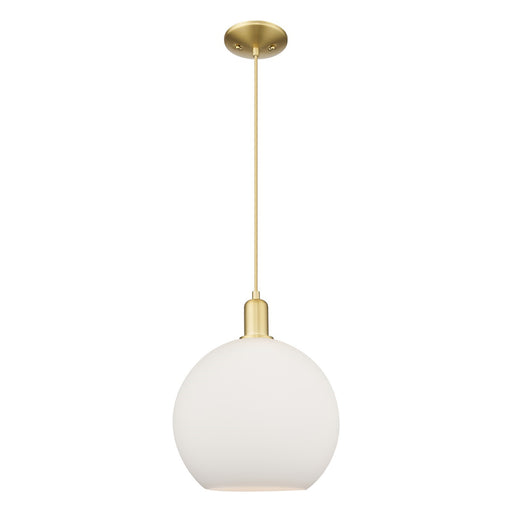Innovations Athens 12in 1-Light Mini Pendant | Industrial Satin Gold Steel and Matte White Glass | Kitchen Island & Dining Room | Model 716-1P-SG-G121-12
