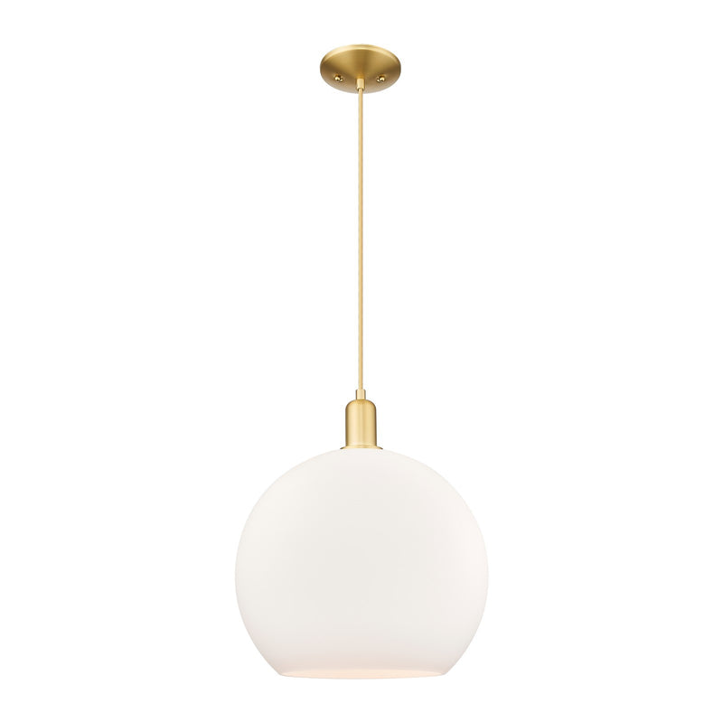 Innovations Athens 14in 1-Light Mini Pendant | Industrial Satin Gold Steel and Matte White Glass | Kitchen Island & Dining Room | Model 716-1P-SG-G121-14