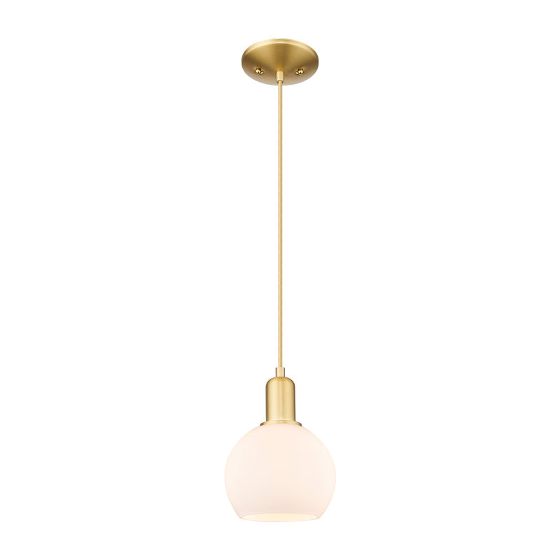 Innovations Athens 6in 1-Light Mini Pendant | Industrial Satin Gold Steel and Matte White Glass | Kitchen Island & Dining Room | Model 716-1P-SG-G121-6