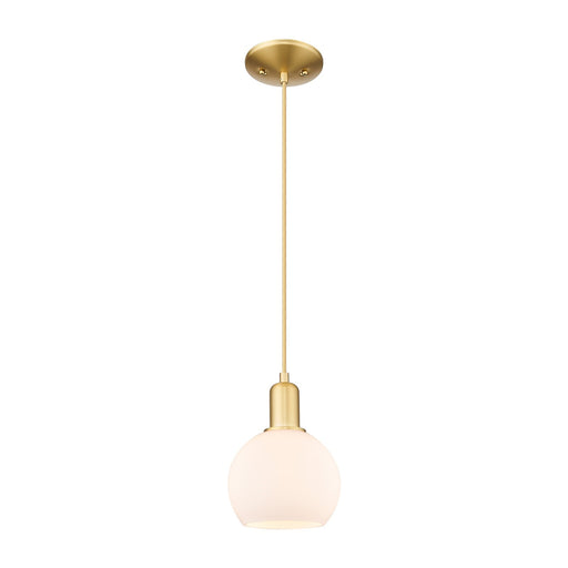 Innovations Athens 6in 1-Light Mini Pendant | Industrial Satin Gold Steel and Matte White Glass | Kitchen Island & Dining Room | Model 716-1P-SG-G121-6