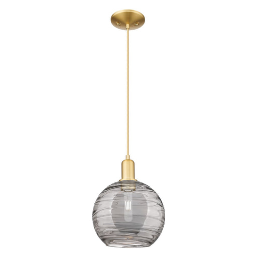 Innovations Athens Deco Swirl 10in 1-Light Mini Pendant | Industrial Satin Gold Steel and Clear Deco Swirl Glass | Kitchen | Model 716-1P-SG-G1213-10CL