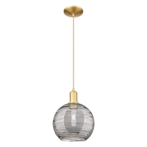Innovations Athens Deco Swirl 10in 1-Light Mini Pendant | Industrial Satin Gold Steel and Light Smoke Glass | Kitchen Island | Model 716-1P-SG-G1213-10SM