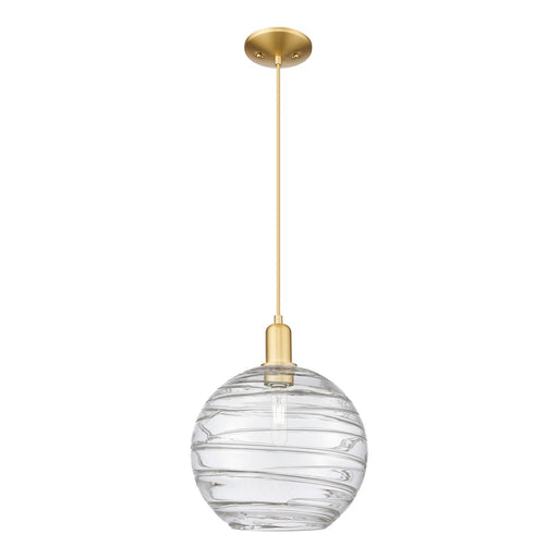 Innovations Athens Deco Swirl 12in 1-Light Mini Pendant | Industrial Satin Gold Steel and Clear Glass | Kitchen Island & | Model 716-1P-SG-G1213-12CL