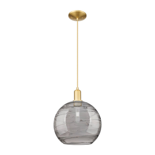 Innovations Athens Deco Swirl 12in 1-Light Mini Pendant | Industrial Satin Gold Steel and Light Smoke Glass | Kitchen Island | Model 716-1P-SG-G1213-12SM