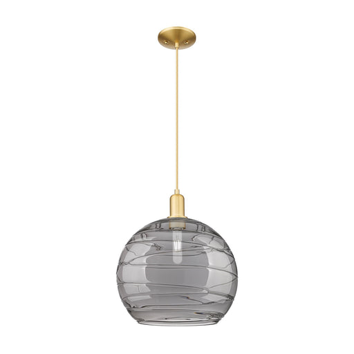 Innovations Athens Deco Swirl 14in 1-Light Mini Pendant | Industrial Satin Gold Steel and Light Smoke Glass | Kitchen Island | Model 716-1P-SG-G1213-14SM