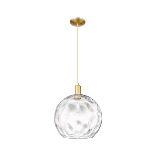 Innovations Athens Water Glass 13in 1-Light Mini Pendant | Industrial Satin Gold Steel and Clear Glass | Kitchen Island & | Model 716-1P-SG-G1215-14