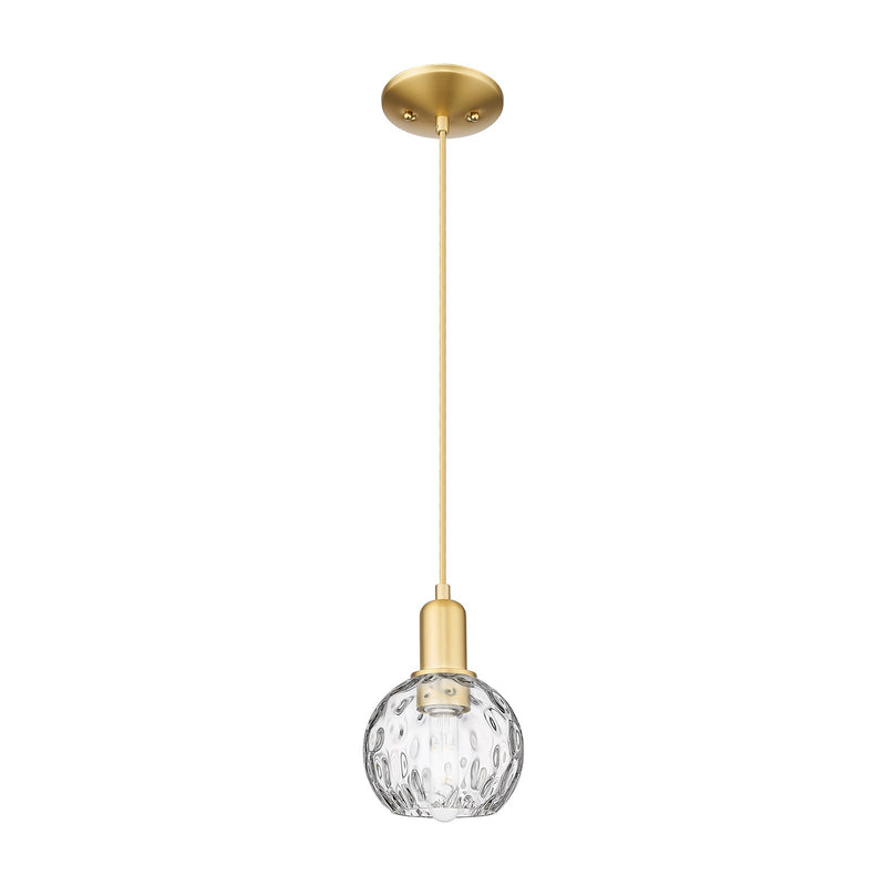 Innovations Athens Water Glass 6in 1-Light Mini Pendant | Industrial Satin Gold Steel and Clear Glass | Kitchen Island & Dining | Model 716-1P-SG-G1215-6