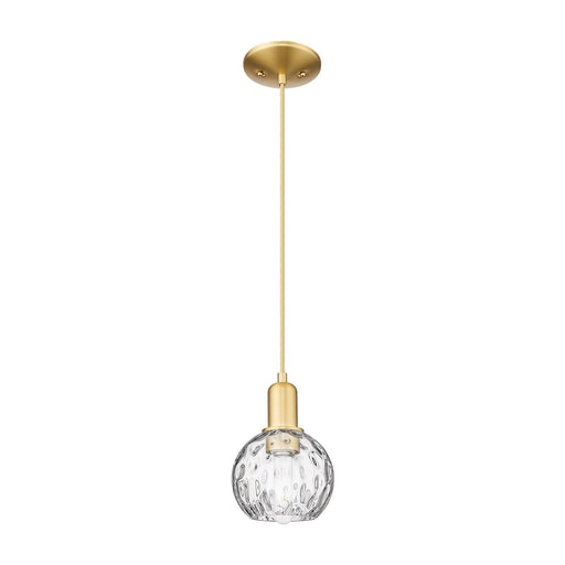 Innovations Athens Water Glass 6in 1-Light Mini Pendant | Industrial Satin Gold Steel and Clear Glass | Kitchen Island & Dining | Model 716-1P-SG-G1215-6