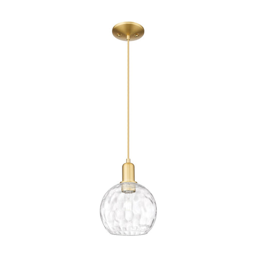 Innovations Athens Water Glass 8in 1-Light Mini Pendant | Industrial Satin Gold Steel and Clear Glass | Kitchen Island & Dining | Model 716-1P-SG-G1215-8