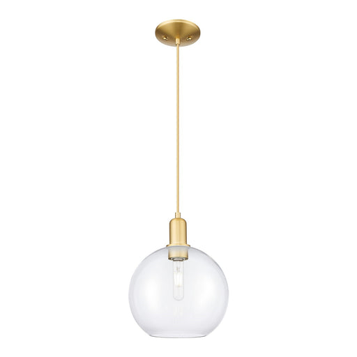 Innovations Athens 10in 1-Light Mini Pendant | Industrial Satin Gold Steel and Clear Glass | Kitchen Island & Dining Room | 10 x | Model 716-1P-SG-G122-10