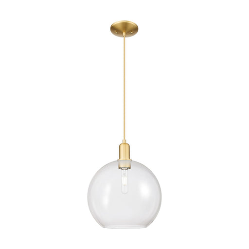 Innovations Athens 12in 1-Light Mini Pendant | Industrial Satin Gold Steel and Clear Glass | Kitchen Island & Dining Room | Damp | Model 716-1P-SG-G122-12