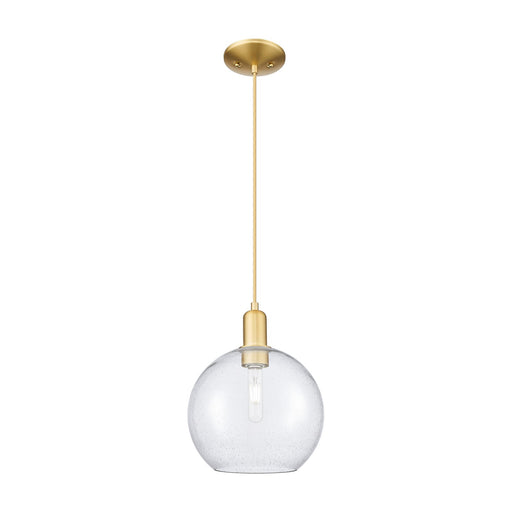 Innovations Athens 10in 1-Light Mini Pendant | Industrial Satin Gold Steel and Seedy Glass | Kitchen Island & Dining Room | 10 x | Model 716-1P-SG-G124-10