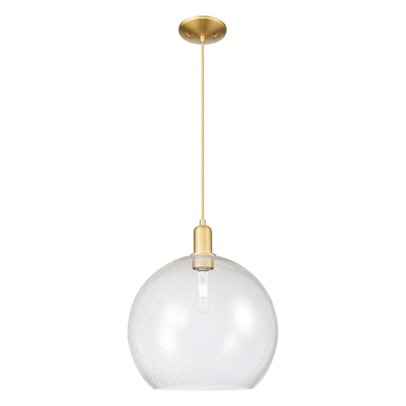 Innovations Athens 14in 1-Light Mini Pendant | Industrial Satin Gold Steel and Seedy Glass | Kitchen Island & Dining Room | Model 716-1P-SG-G124-14