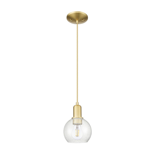 Innovations Athens 6in 1-Light Mini Pendant | Industrial Satin Gold Steel and Seedy Glass | Kitchen Island & Dining Room | 5.88 x | Model 716-1P-SG-G124-6