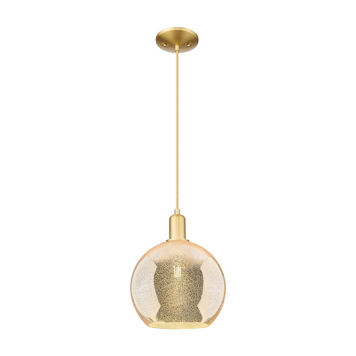 Innovations Athens 10in 1-Light Mini Pendant | Industrial Satin Gold Steel and Mercury Glass | Kitchen Island & Dining Room | 10 | Model 716-1P-SG-G128-10