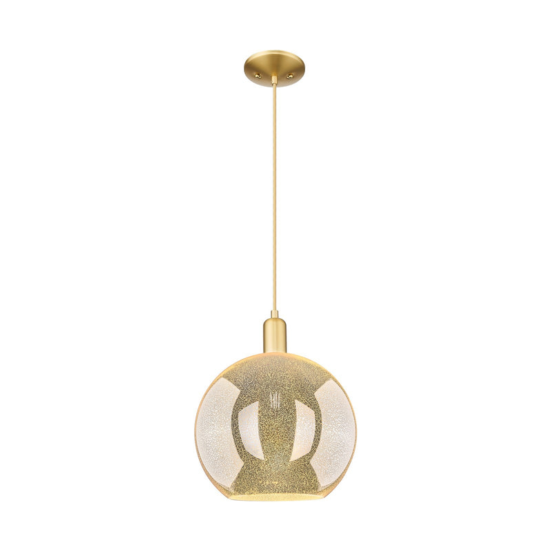Innovations Athens 12in 1-Light Mini Pendant | Industrial Satin Gold Steel and Mercury Glass | Kitchen Island & Dining Room | Model 716-1P-SG-G128-12