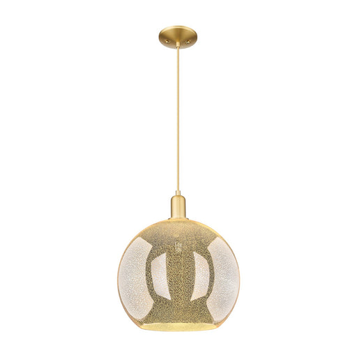 Innovations Athens 14in 1-Light Mini Pendant | Industrial Satin Gold Steel and Mercury Glass | Kitchen Island & Dining Room | Model 716-1P-SG-G128-14