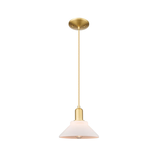 Innovations Orwell 8in 1-Light Mini Pendant | Industrial Satin Gold Steel and Matte White Glass | Kitchen Island & Dining Room | Model 716-1P-SG-G131
