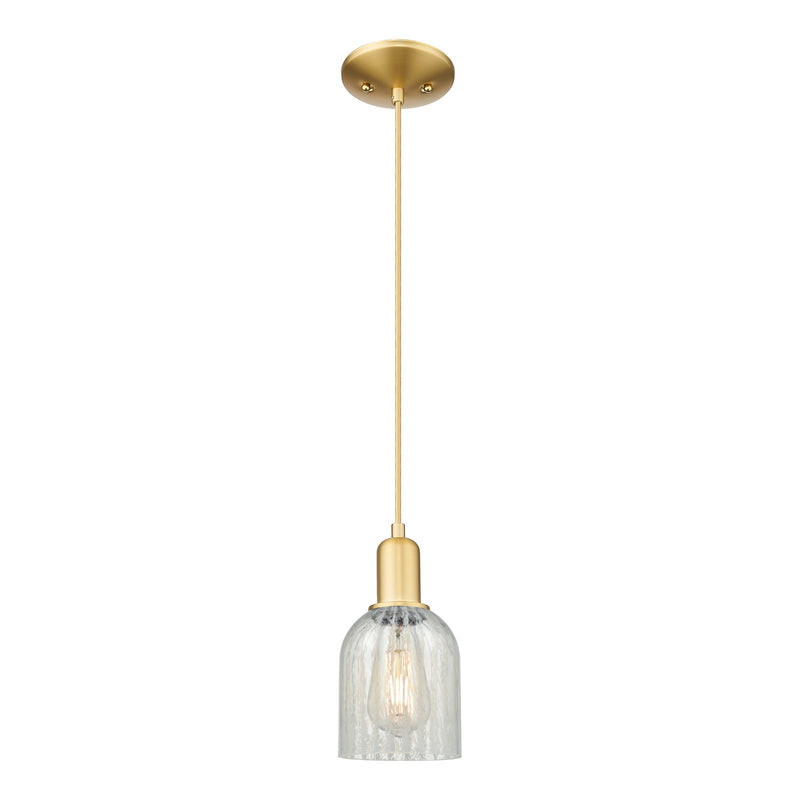 Innovations Caledonia 5in 1-Light Mini Pendant | Industrial Satin Gold Steel and Mouchette Glass | Kitchen Island & Dining Room | Model 716-1P-SG-G2511
