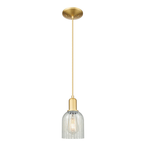 Innovations Caledonia 5in 1-Light Mini Pendant | Industrial Satin Gold Steel and Mouchette Glass | Kitchen Island & Dining Room | Model 716-1P-SG-G2511