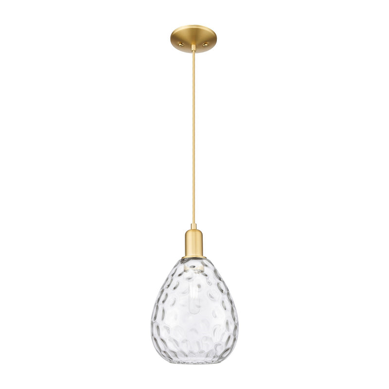 Innovations Waverly 8in 1-Light Mini Pendant | Industrial Satin Gold Steel and Clear Glass | Kitchen Island & Dining Room | 8 x 8 x | Model 716-1P-SG-G372