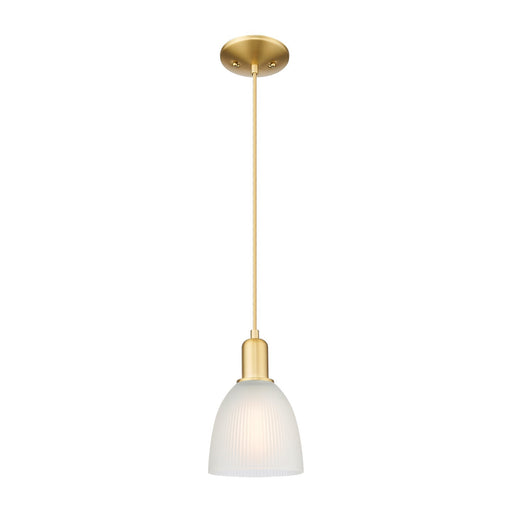 Innovations Castile 6in 1-Light Mini Pendant | Industrial Satin Gold Steel and White Glass | Kitchen Island & Dining Room | 6 x 6 x | Model 716-1P-SG-G381