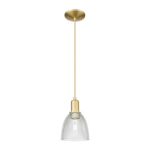 Innovations Castile 6in 1-Light Mini Pendant | Industrial Satin Gold Steel and Clear Glass | Kitchen Island & Dining Room | 6 x 6 x | Model 716-1P-SG-G382