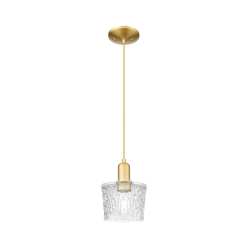 Innovations Niagara 7in 1-Light Mini Pendant | Industrial Satin Gold Steel and Clear Glass | Kitchen Island & Dining Room | 6.5 x | Model 716-1P-SG-G402