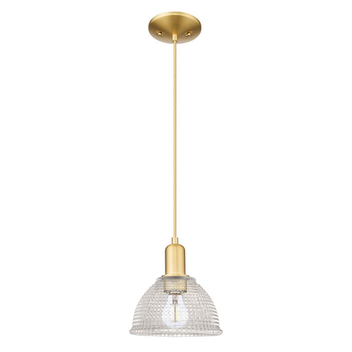 Innovations Arietta 8in 1-Light Mini Pendant | Industrial Satin Gold Steel and Clear Glass | Kitchen Island & Dining Room | Damp | Model 716-1P-SG-G422