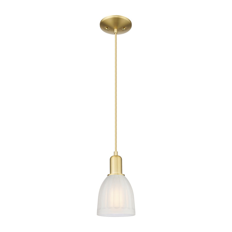 Innovations Brookfield 6in 1-Light Mini Pendant | Industrial Satin Gold Steel and White Frosted Glass | Kitchen Island | 5.75 x | Model 716-1P-SG-G441