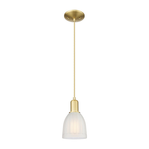 Innovations Brookfield 6in 1-Light Mini Pendant | Industrial Satin Gold Steel and White Frosted Glass | Kitchen Island | 5.75 x | Model 716-1P-SG-G441