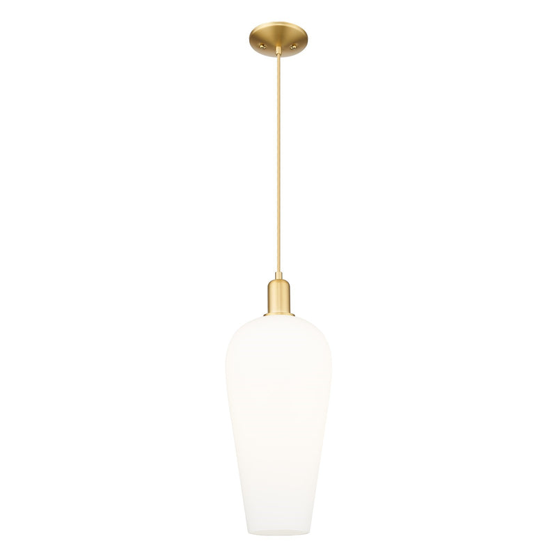 Innovations Chelsea 8in 1-Light Mini Pendant | Industrial Satin Gold Steel and White Glass | Kitchen Island & Dining Room | 8 x | Model 716-1P-SG-G456-8WH