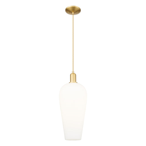 Innovations Chelsea 8in 1-Light Mini Pendant | Industrial Satin Gold Steel and White Glass | Kitchen Island & Dining Room | 8 x | Model 716-1P-SG-G456-8WH