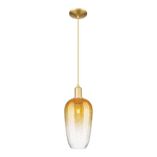 Innovations Brookhaven Flute 7in 1-Light Mini Pendant | Industrial Satin Gold Steel and Amber Glass | Kitchen Island & Dining | Model 716-1P-SG-G484-7AM