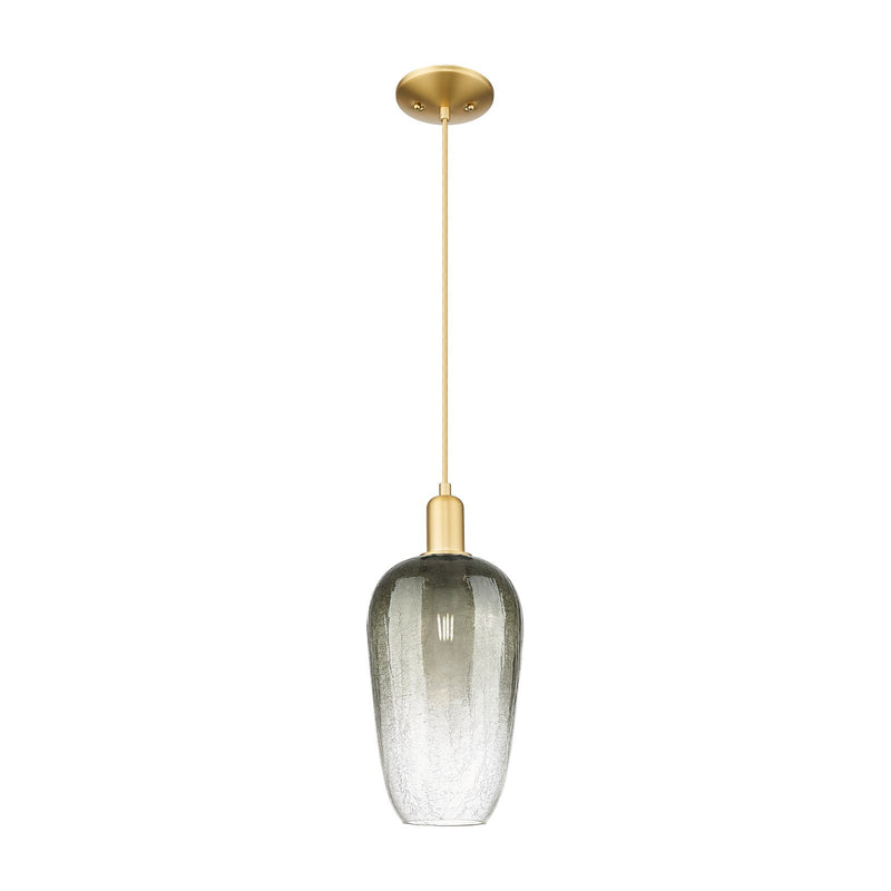 Innovations Brookhaven Flute 7in 1-Light Mini Pendant | Industrial Satin Gold Steel and Slate Glass | Kitchen Island & Dining | Model 716-1P-SG-G484-7SL