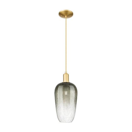 Innovations Brookhaven Flute 7in 1-Light Mini Pendant | Industrial Satin Gold Steel and Slate Glass | Kitchen Island & Dining | Model 716-1P-SG-G484-7SL