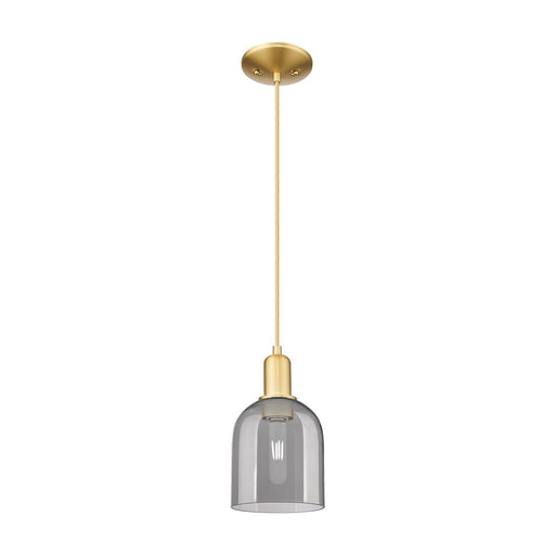 Innovations Bella 6in 1-Light Mini Pendant | Industrial Satin Gold Steel and Light Smoke Glass | Kitchen Island & Dining Room | Model 716-1P-SG-G558-6SM